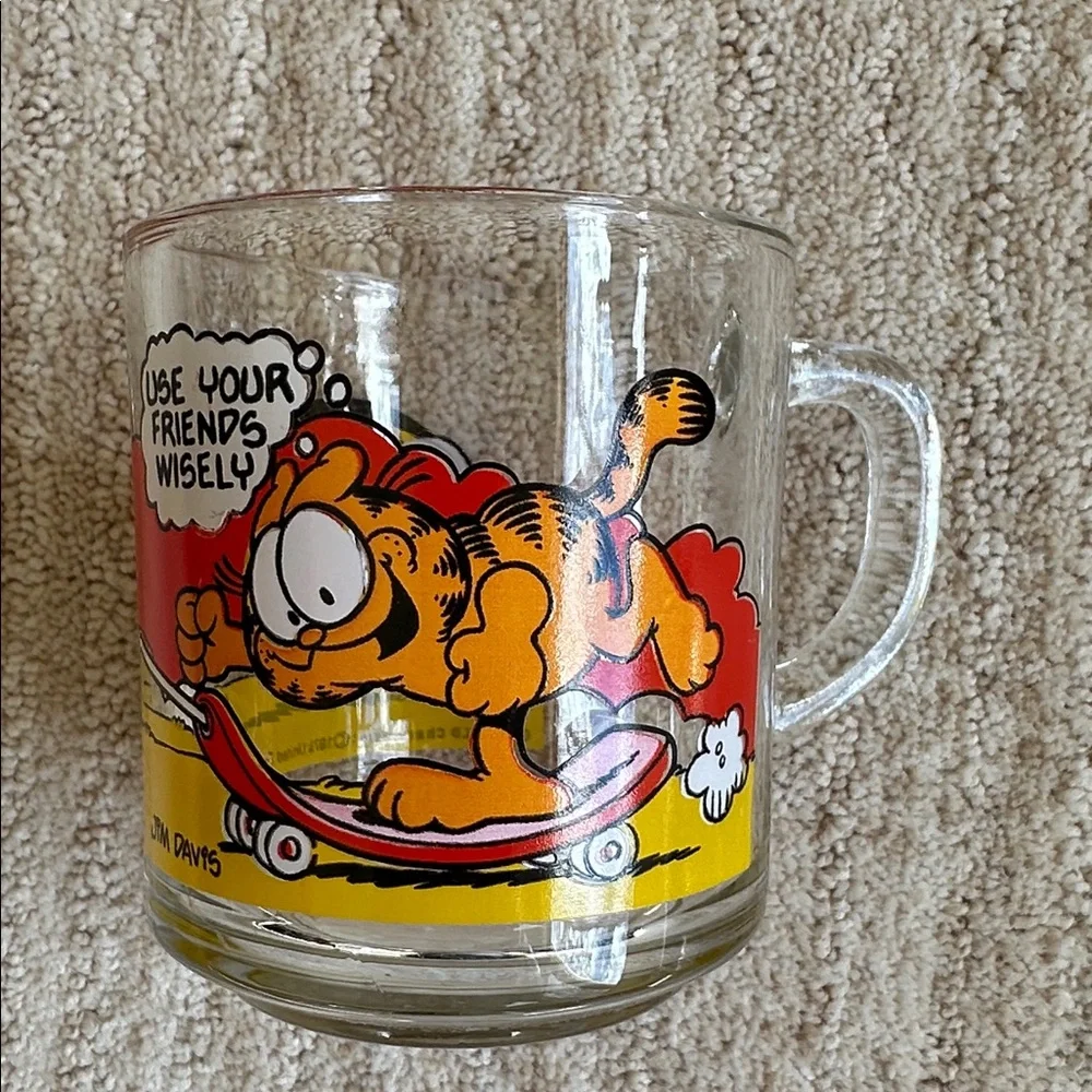 Set 3 McDonalds Garfield 1978 Clear Glass Mugs Cups Jim Davis Vintage McDonalds - Picture 3 of 16